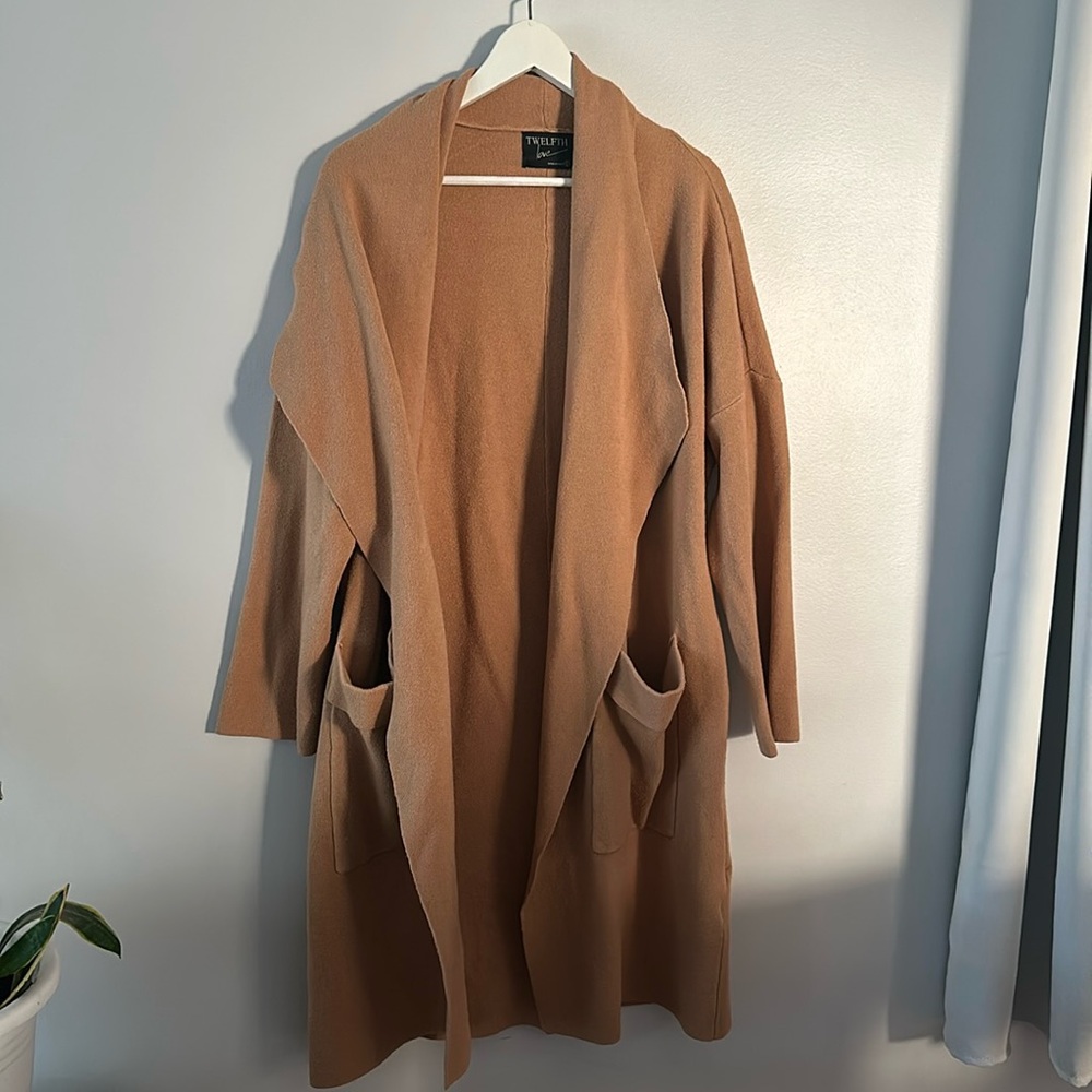 Camel sweater coat size large